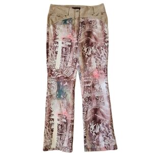 Faux Suede Top, Cotton Abstract Print Festival Retro Streetwear Boho Y2K